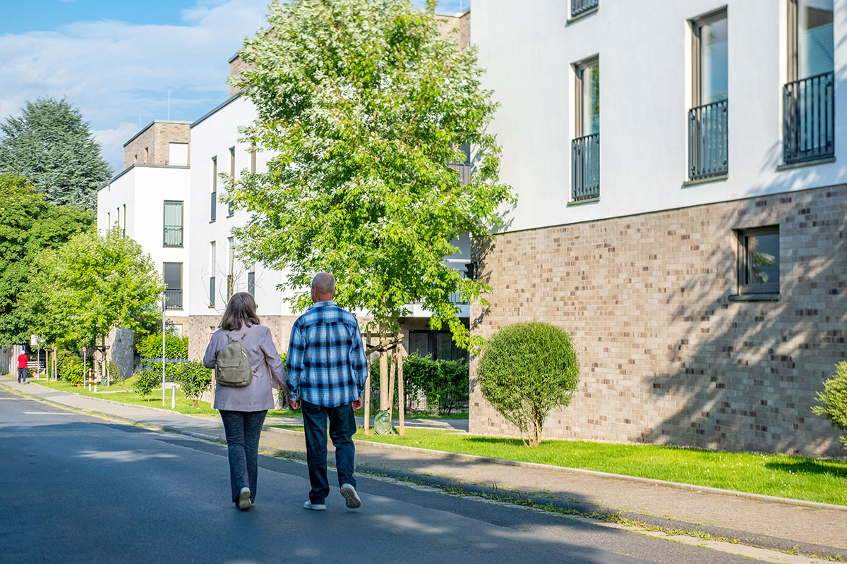 couple walking in neighborhood